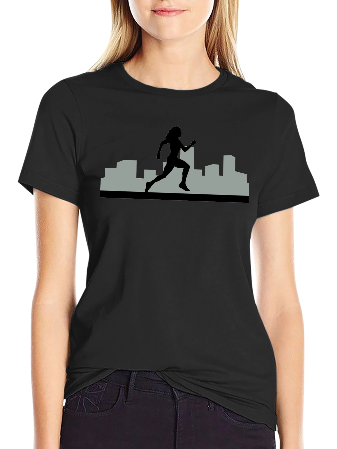Urban Runner Graphic Tee - Black Cotton Shirt