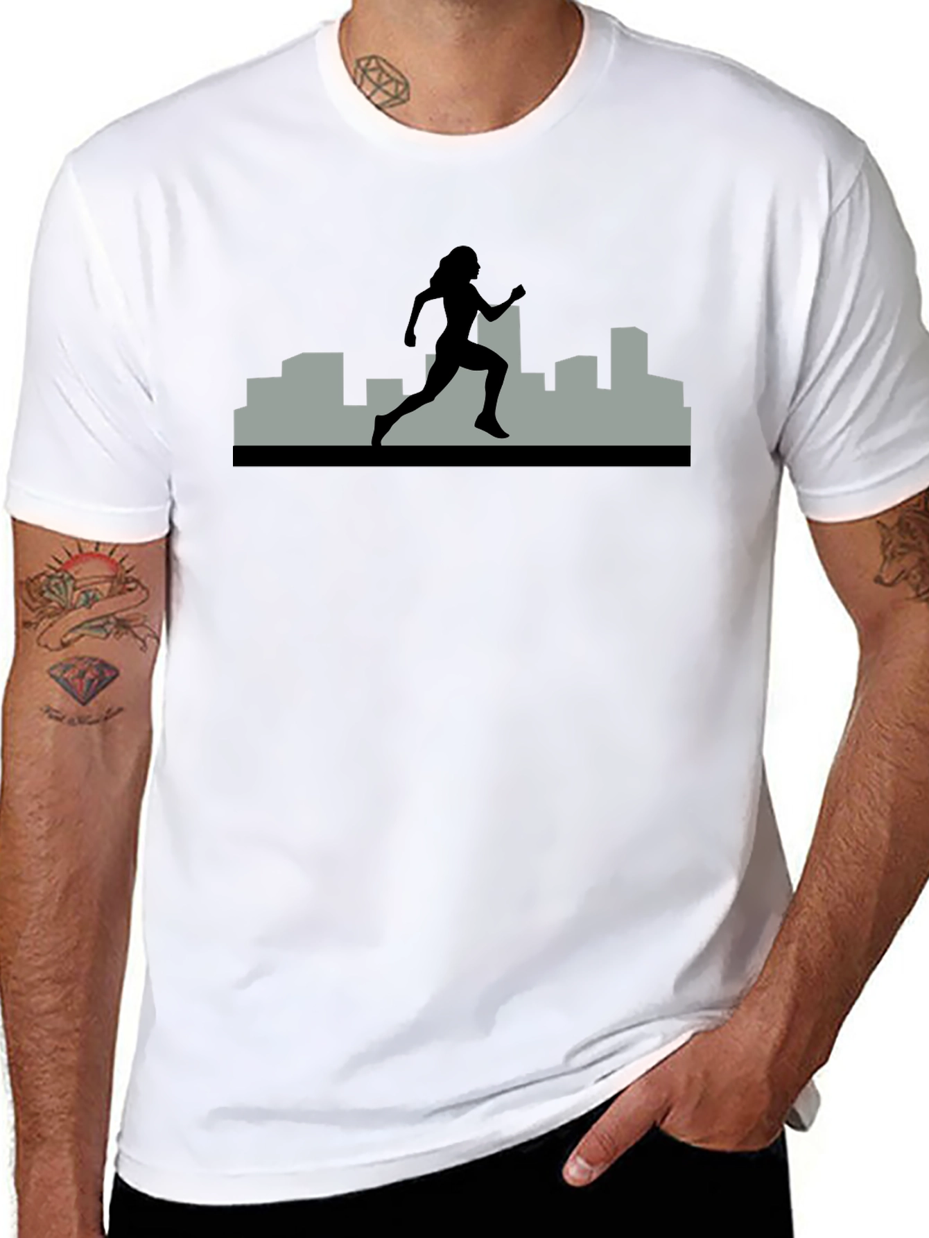 Urban Runner Graphic Tee - Black Cotton Shirt