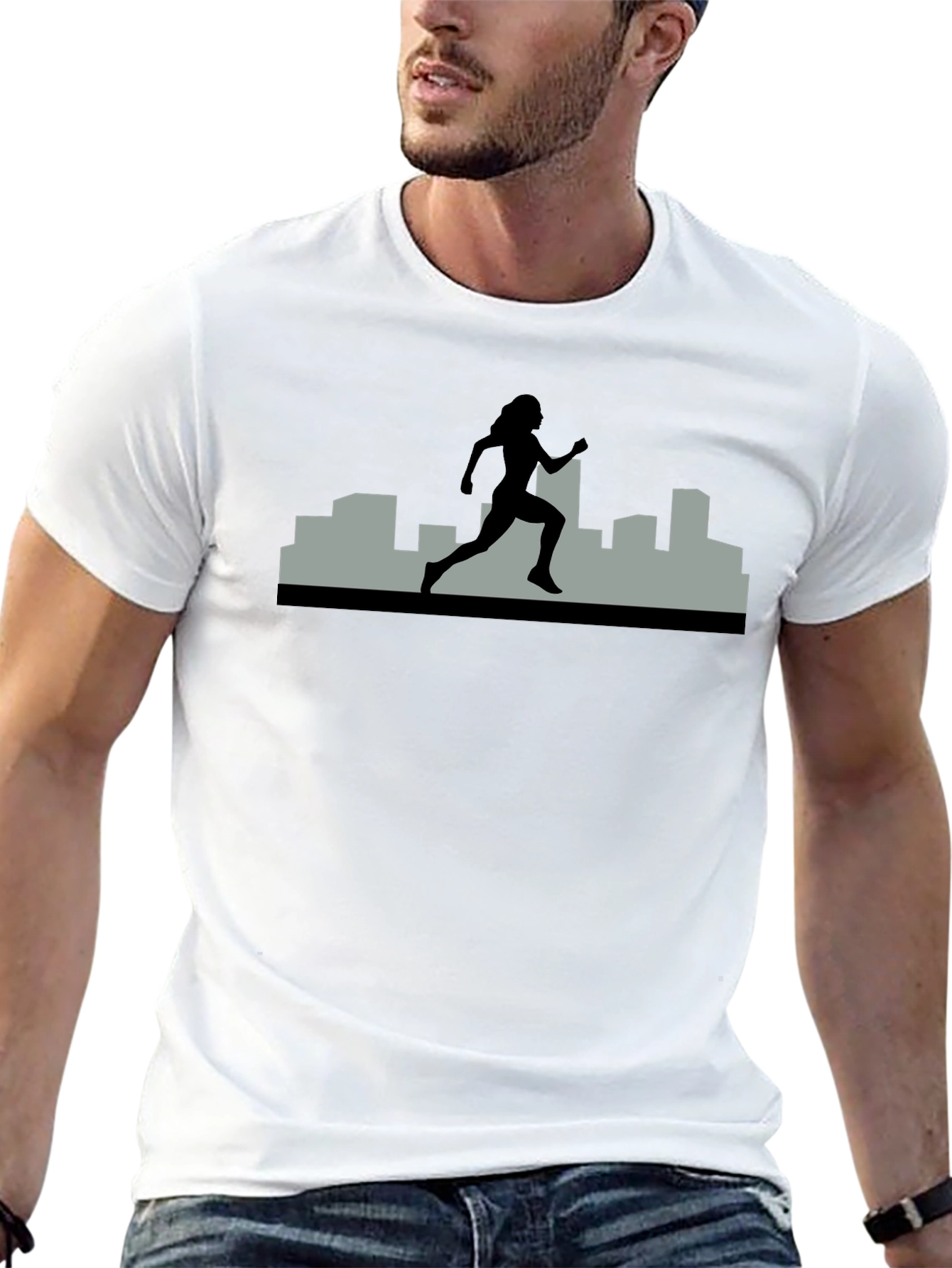 Urban Runner Graphic Tee - Black Cotton Shirt