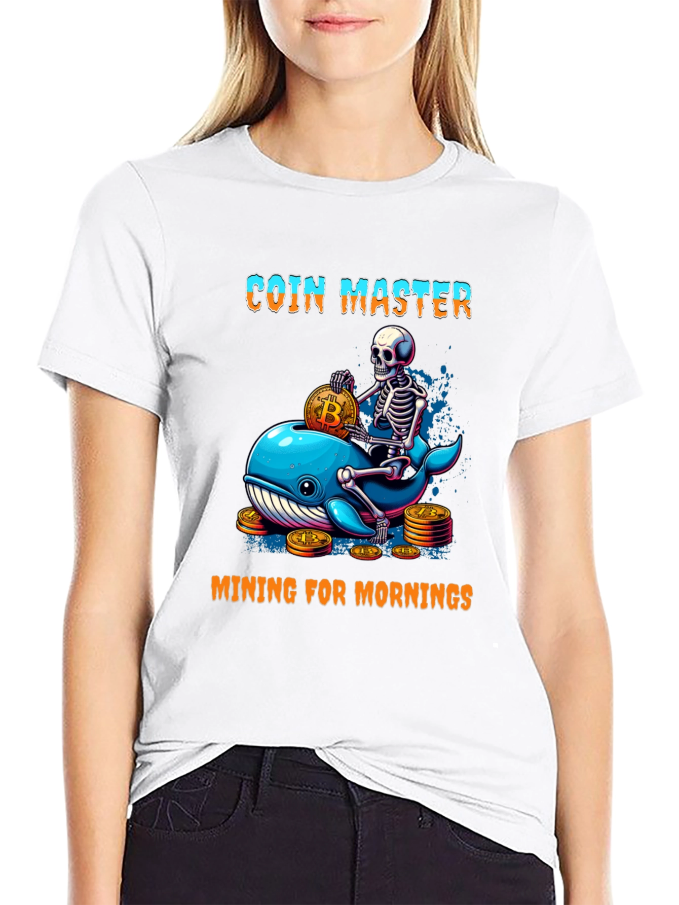 Coin Master Skeleton Whale Bitcoin T-Shirt