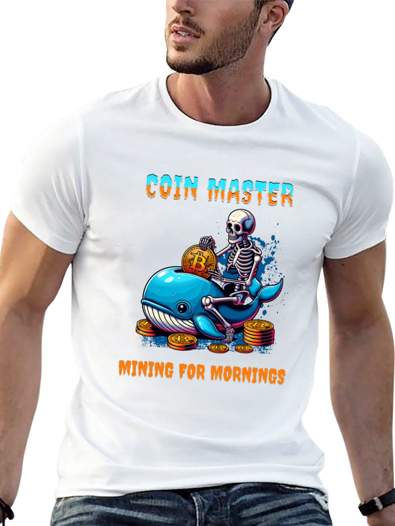 Coin Master Skeleton Whale Bitcoin T-Shirt