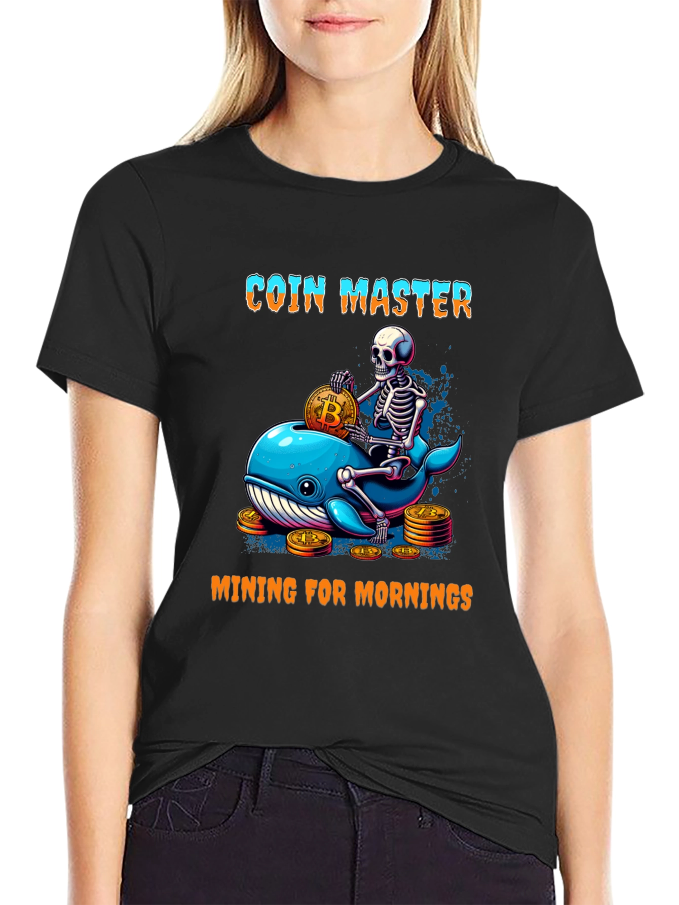 Coin Master Skeleton Whale Bitcoin T-Shirt