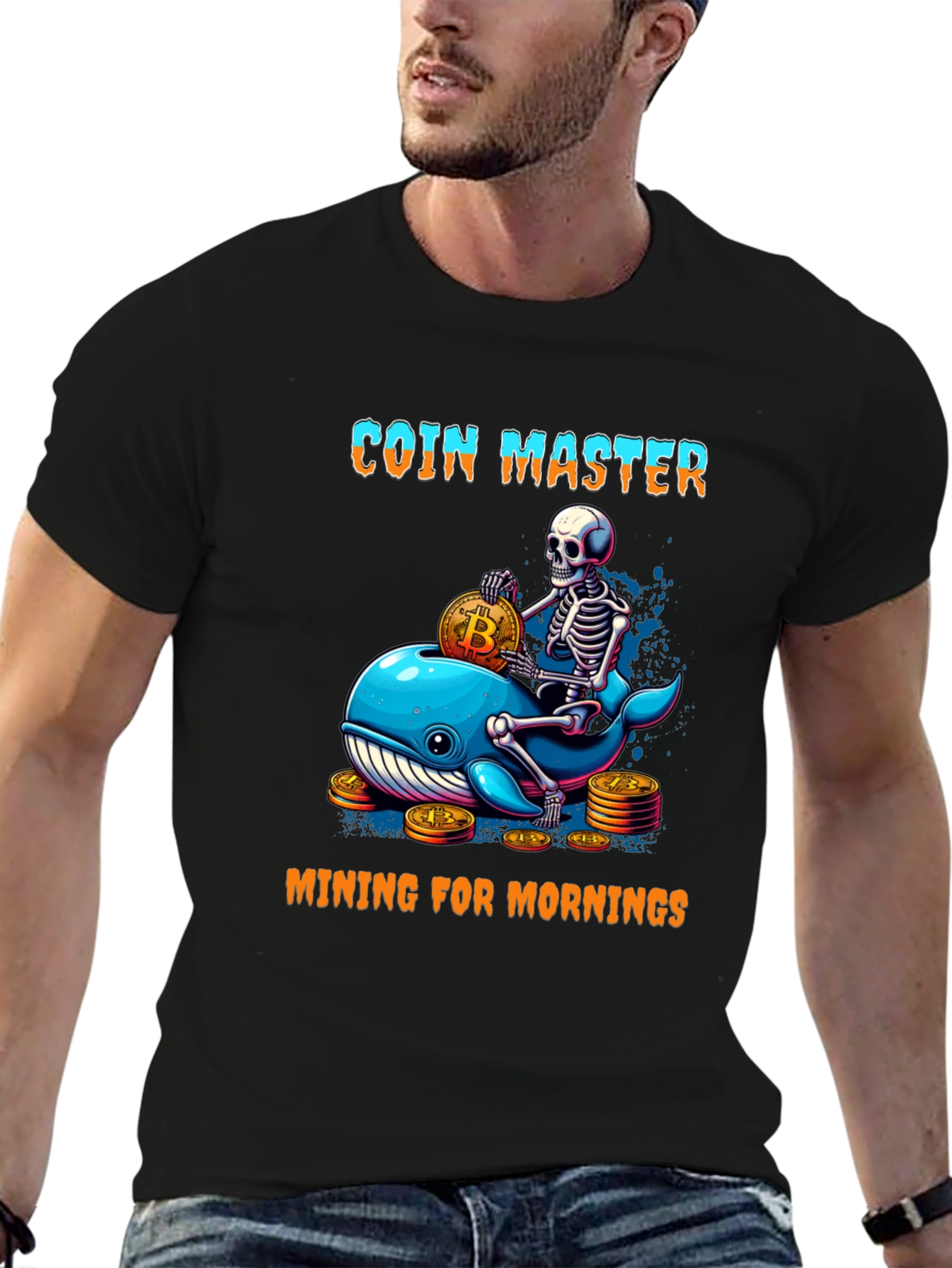 Coin Master Skeleton Whale Bitcoin T-Shirt