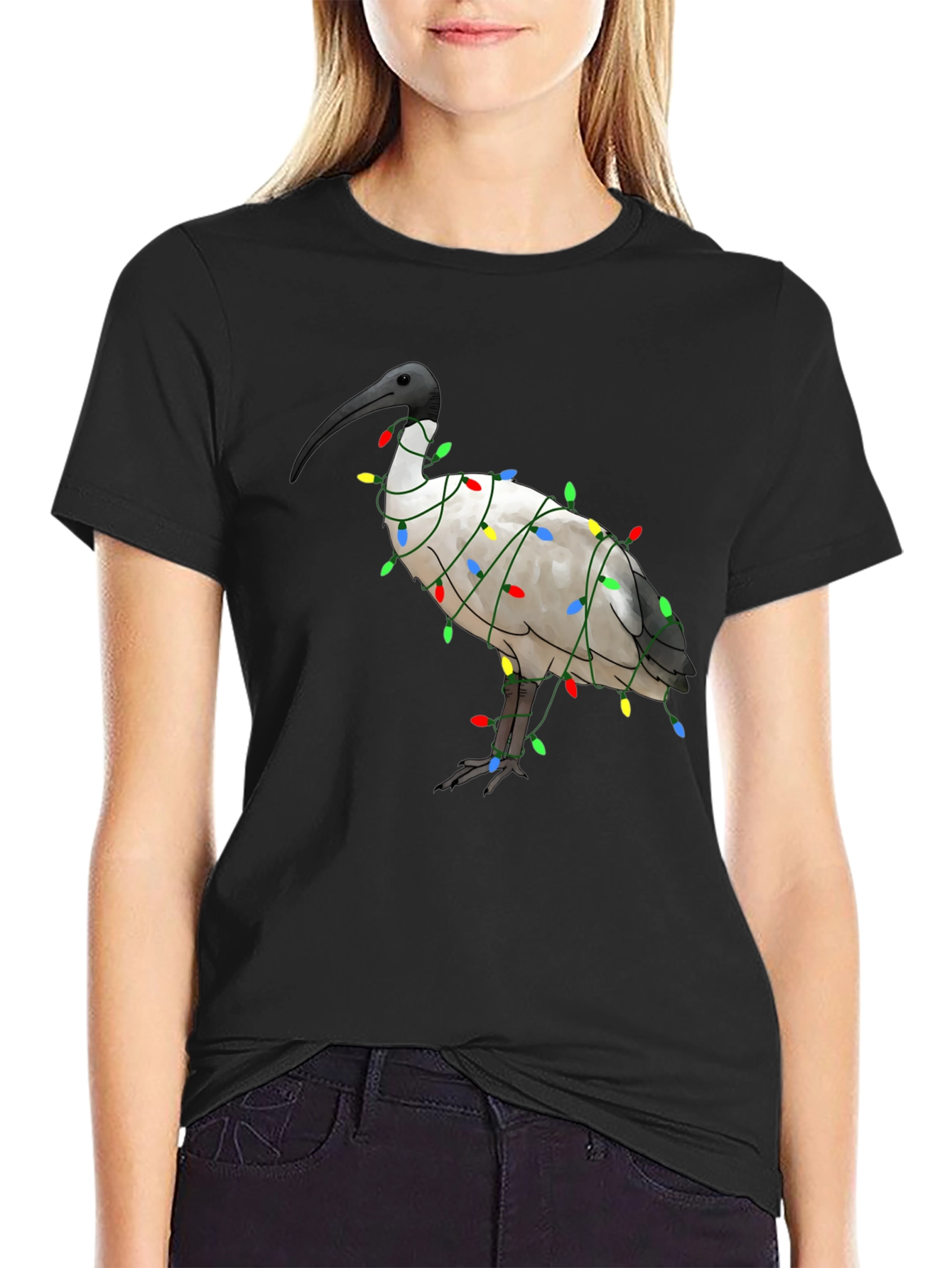 Ibis Bird Christmas Lights T-Shirt - Holiday Apparel