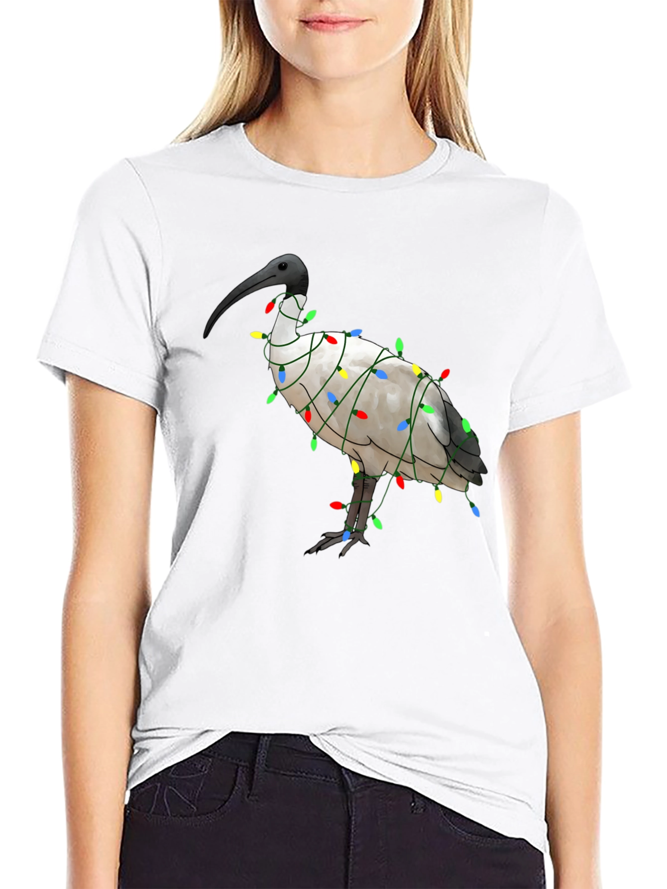 Ibis Bird Christmas Lights T-Shirt - Holiday Apparel