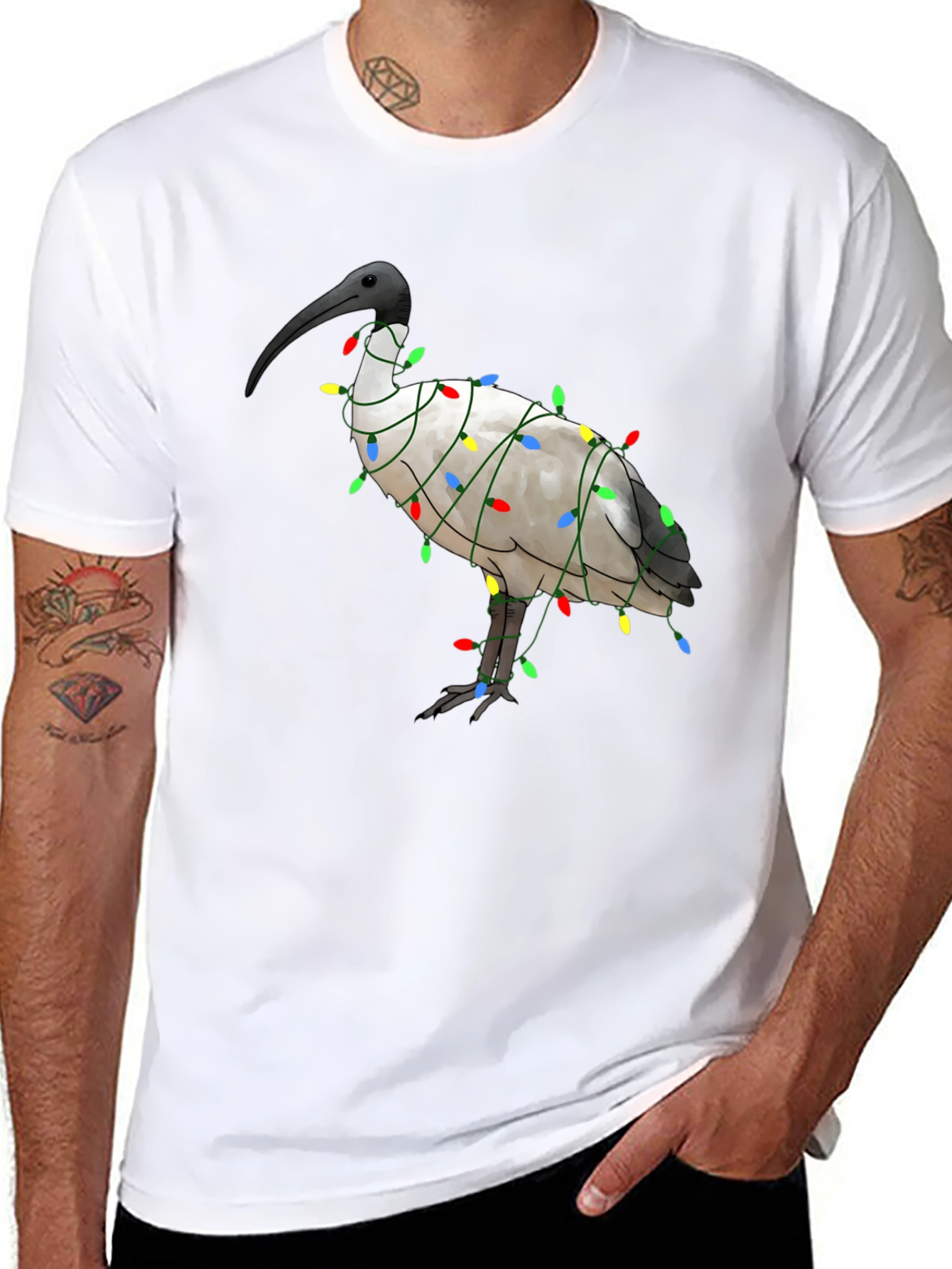 Ibis Bird Christmas Lights T-Shirt - Holiday Apparel