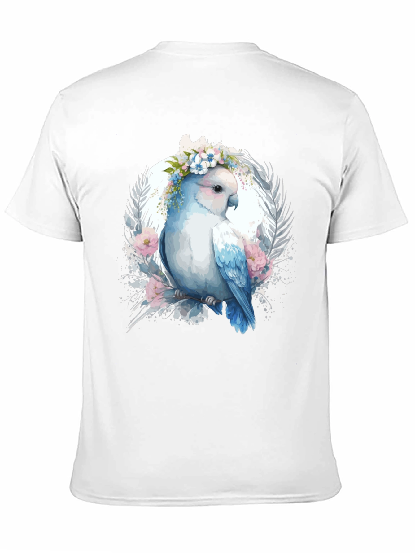Floral Parrot Graphic Tee - Unique Bird Design