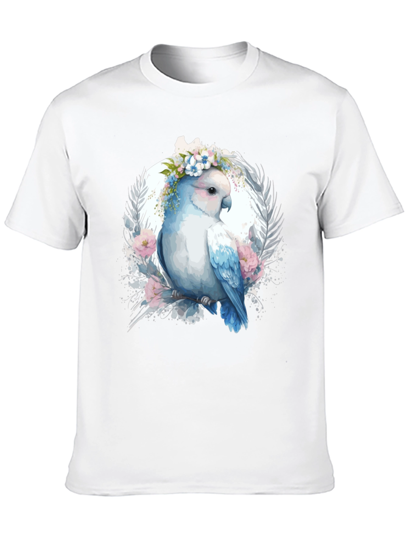 Floral Parrot Graphic Tee - Unique Bird Design