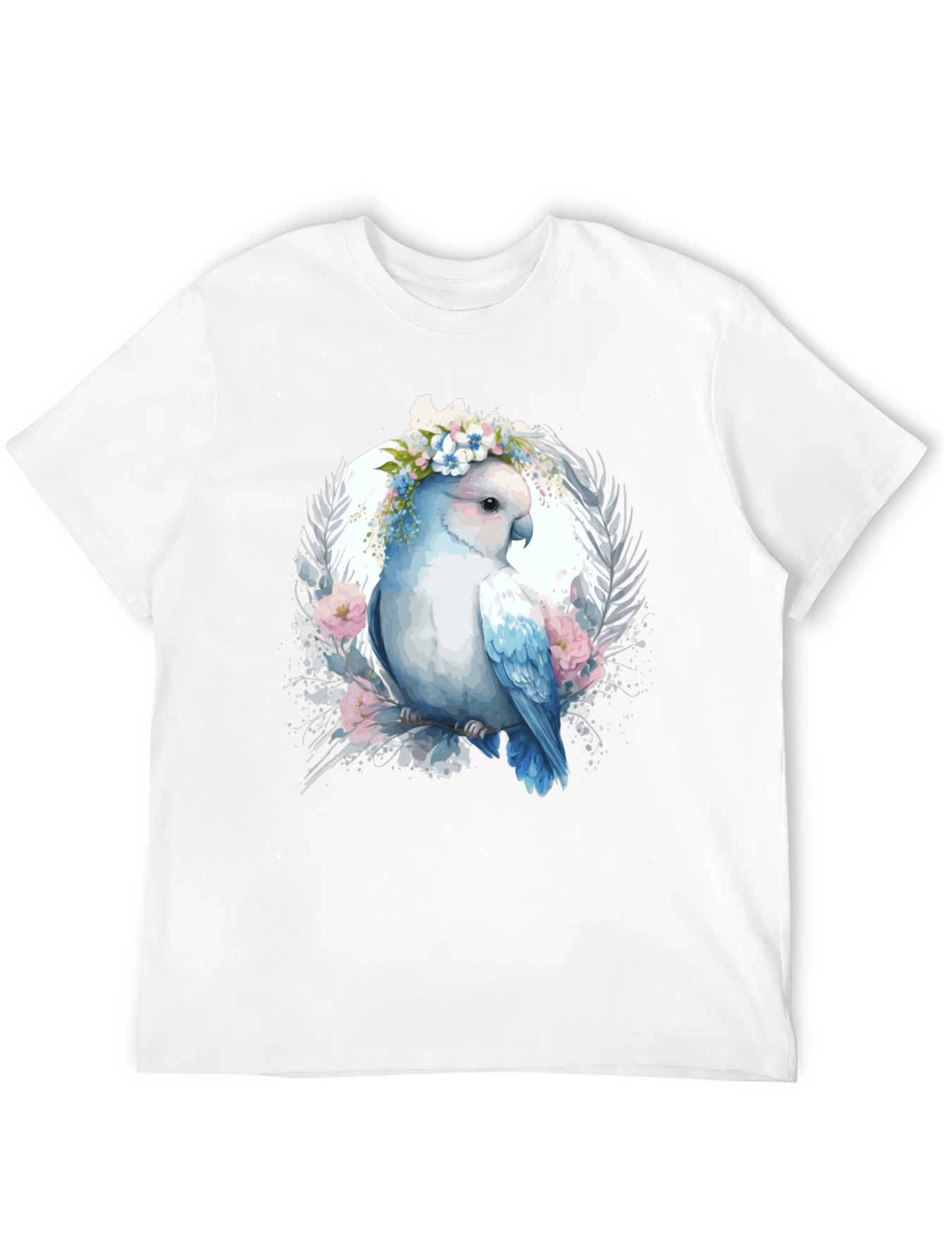Floral Parrot Graphic Tee - Unique Bird Design
