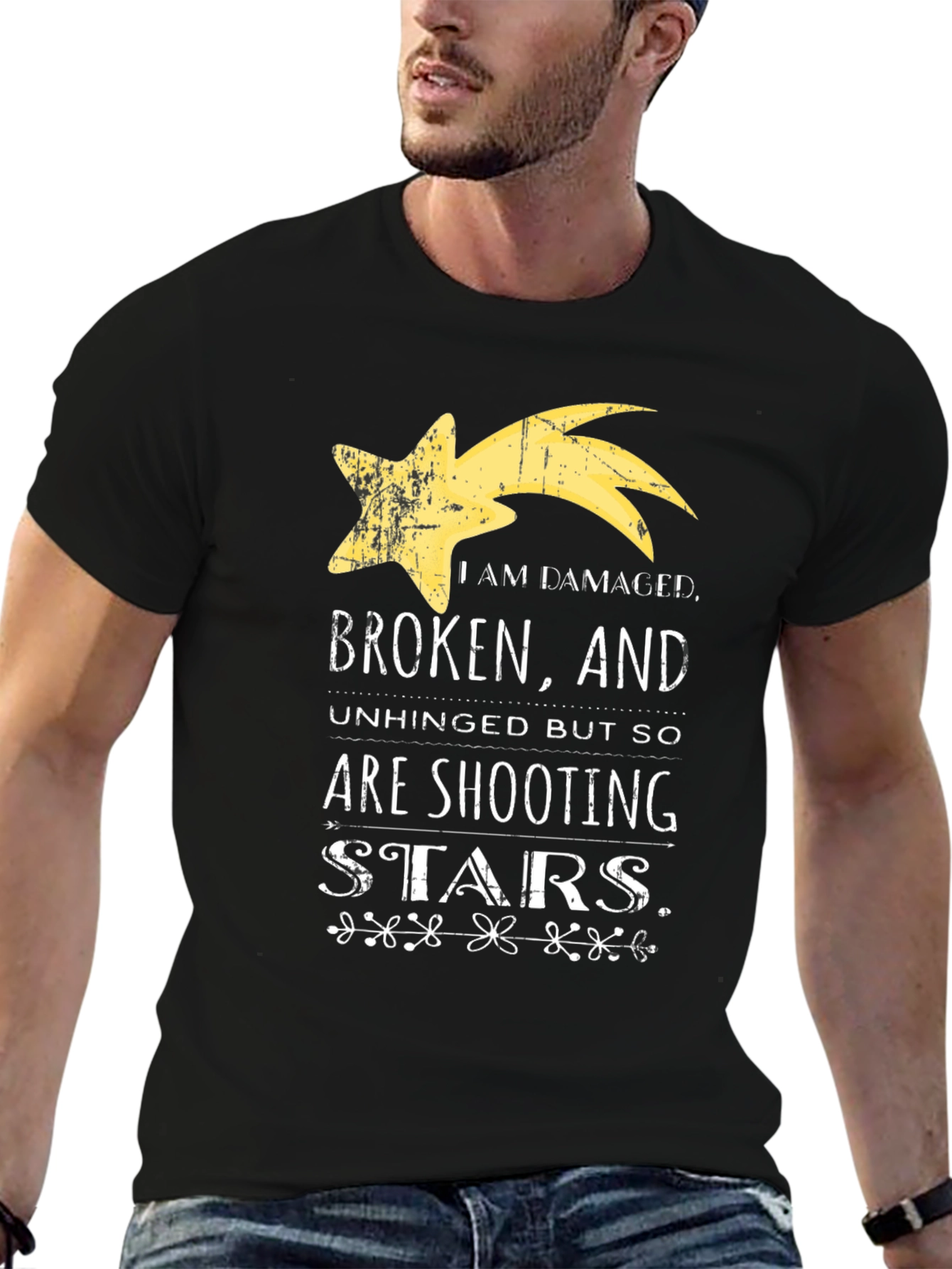 Damaged Shooting Star Graphic Tee - Unisex