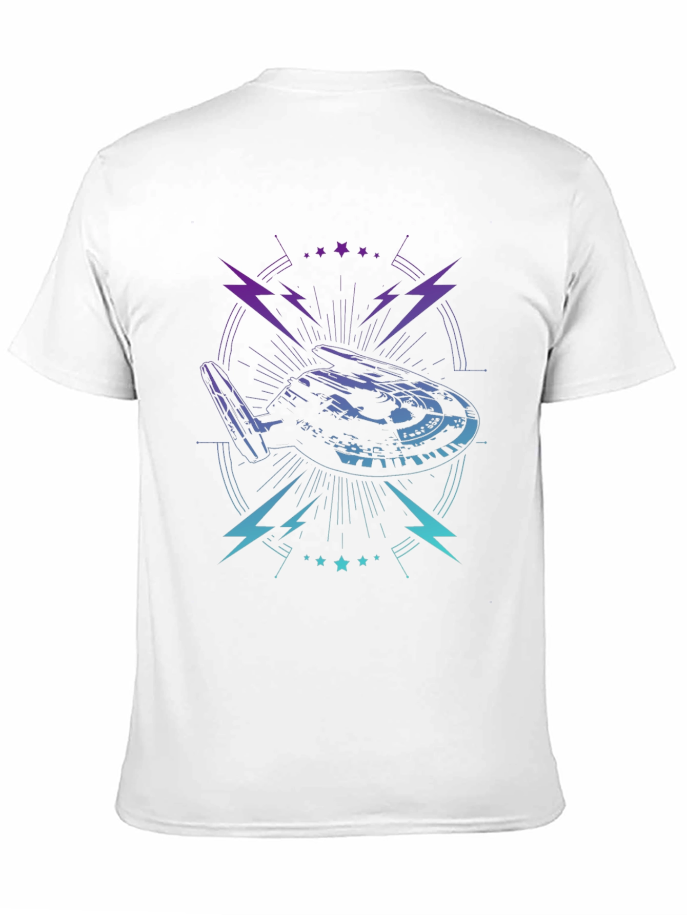 Sci-Fi Spaceship Graphic Tee - Black Cotton T-Shirt