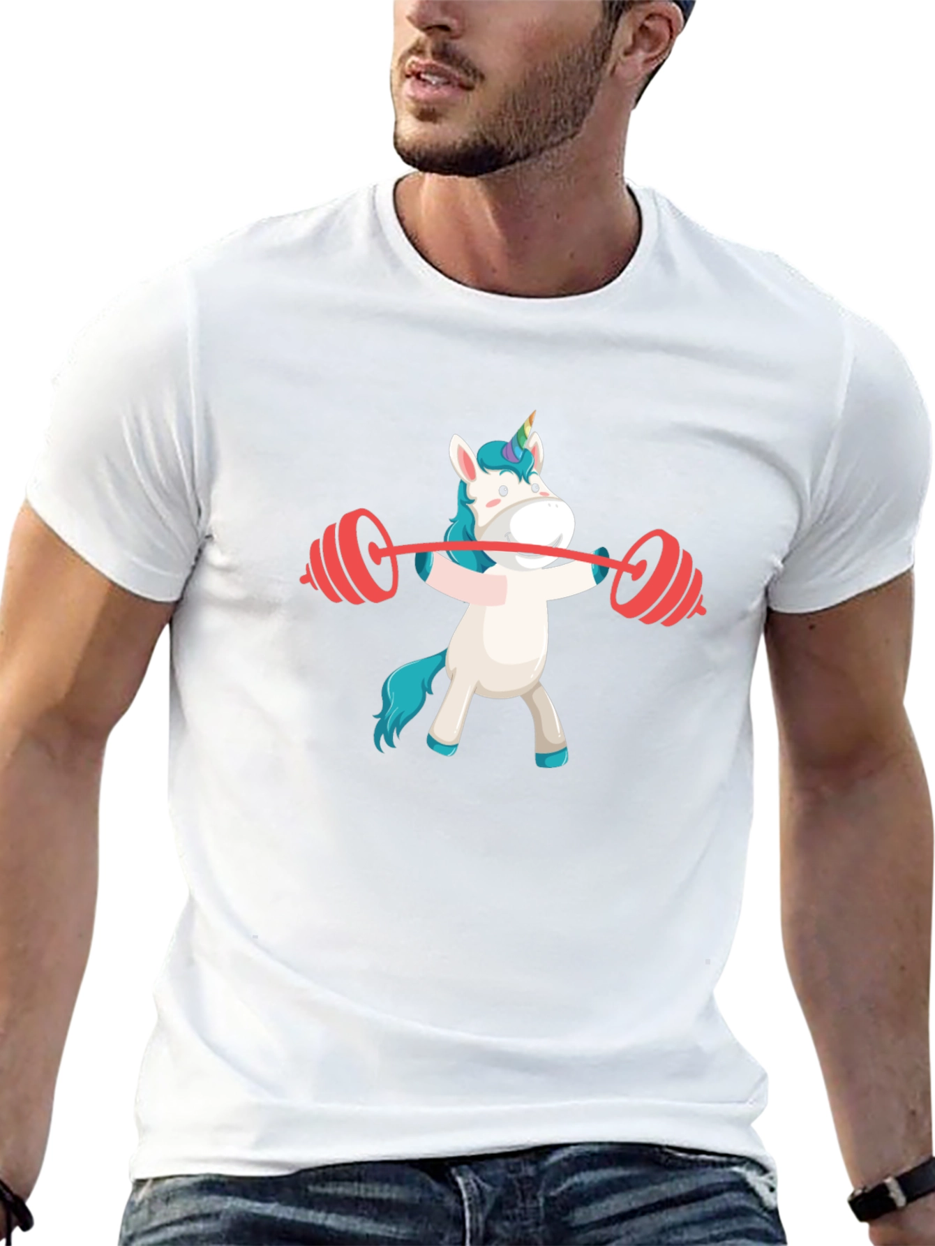 Unicorn Lifting Barbell Graphic T-Shirt
