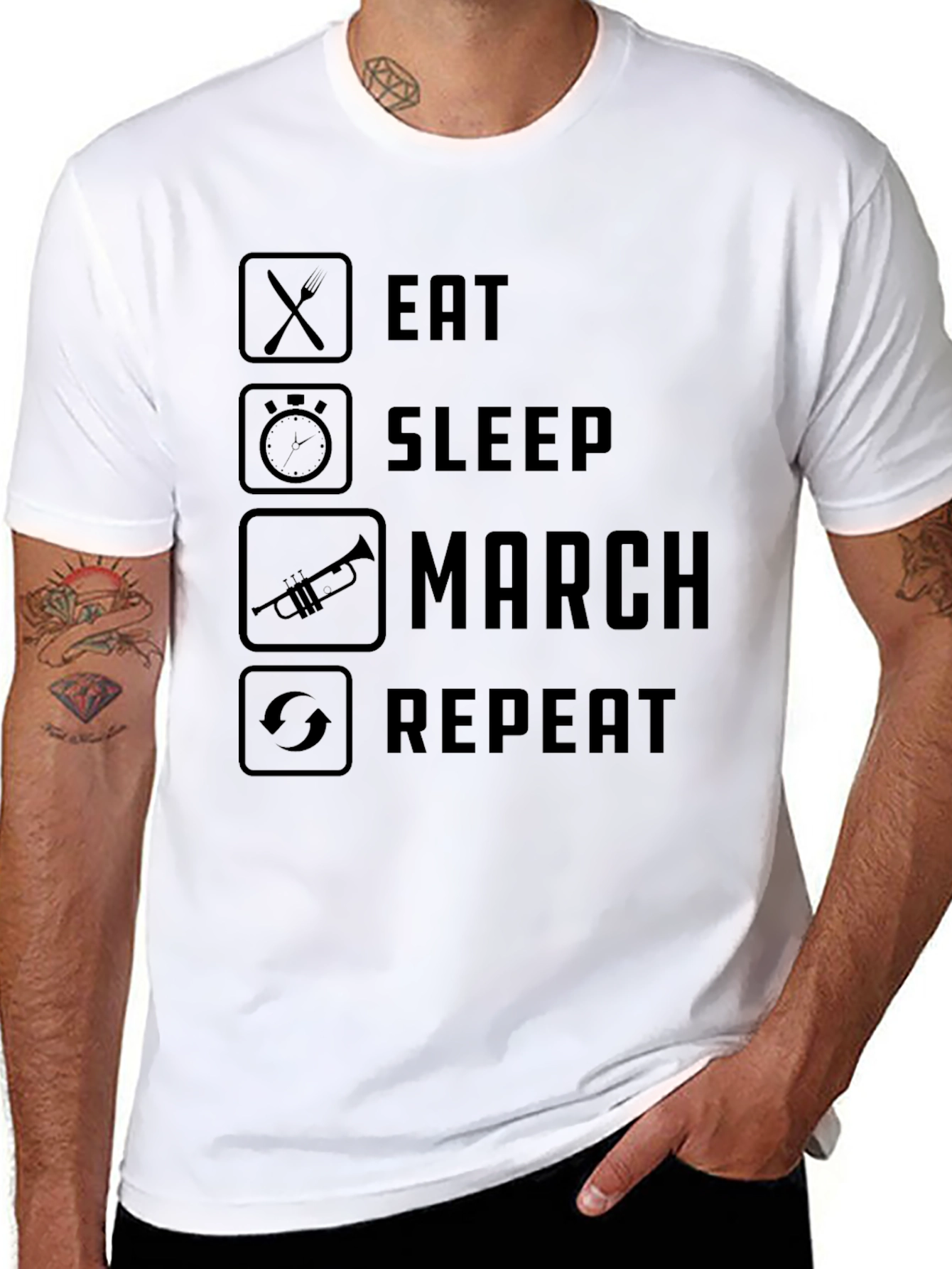 Eat Sleep March Repeat T-Shirt - Band/Musician Life