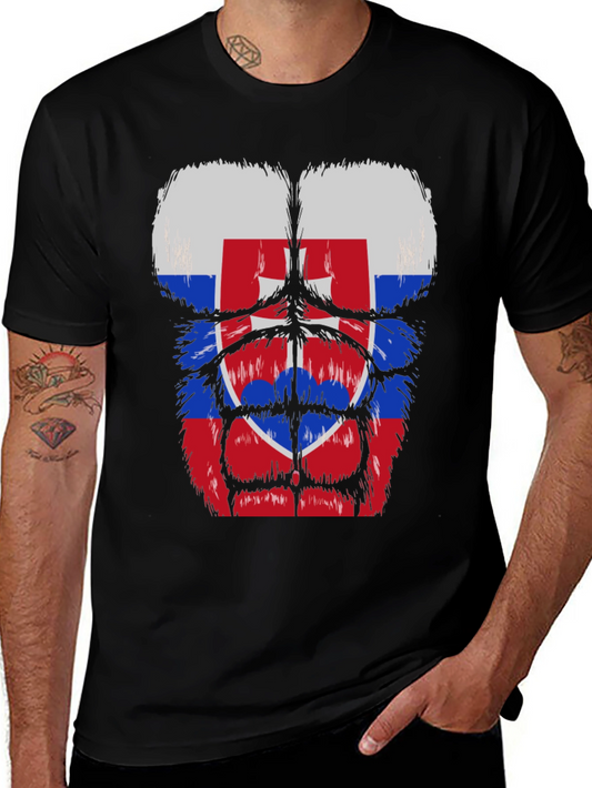 Slovakia Flag Abs T-Shirt - Funny Gym Workout Tee