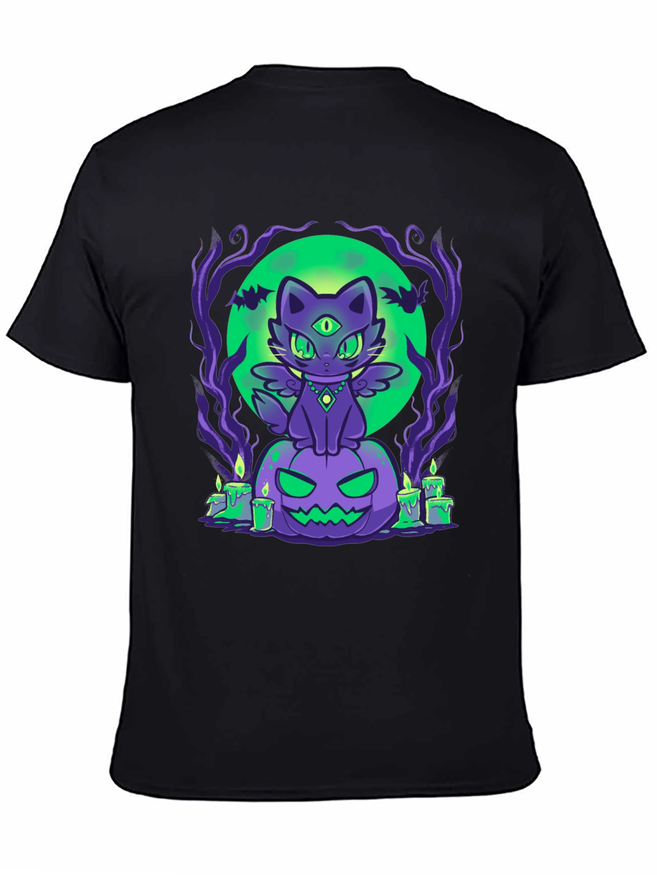 Halloween Cat on Pumpkin T-Shirt
