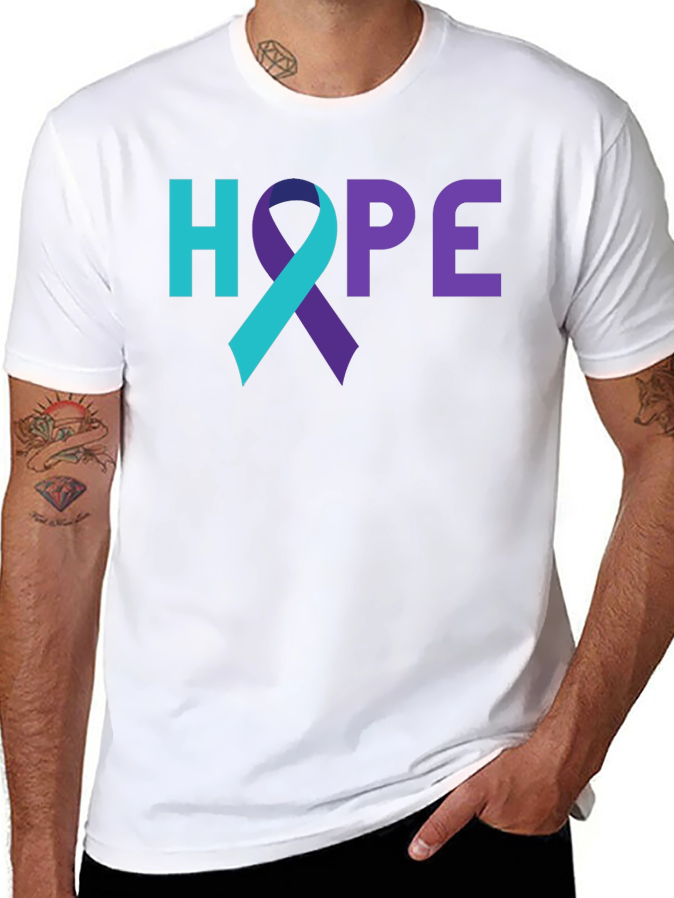 HOPE Awareness Ribbon Graphic Tee - Black