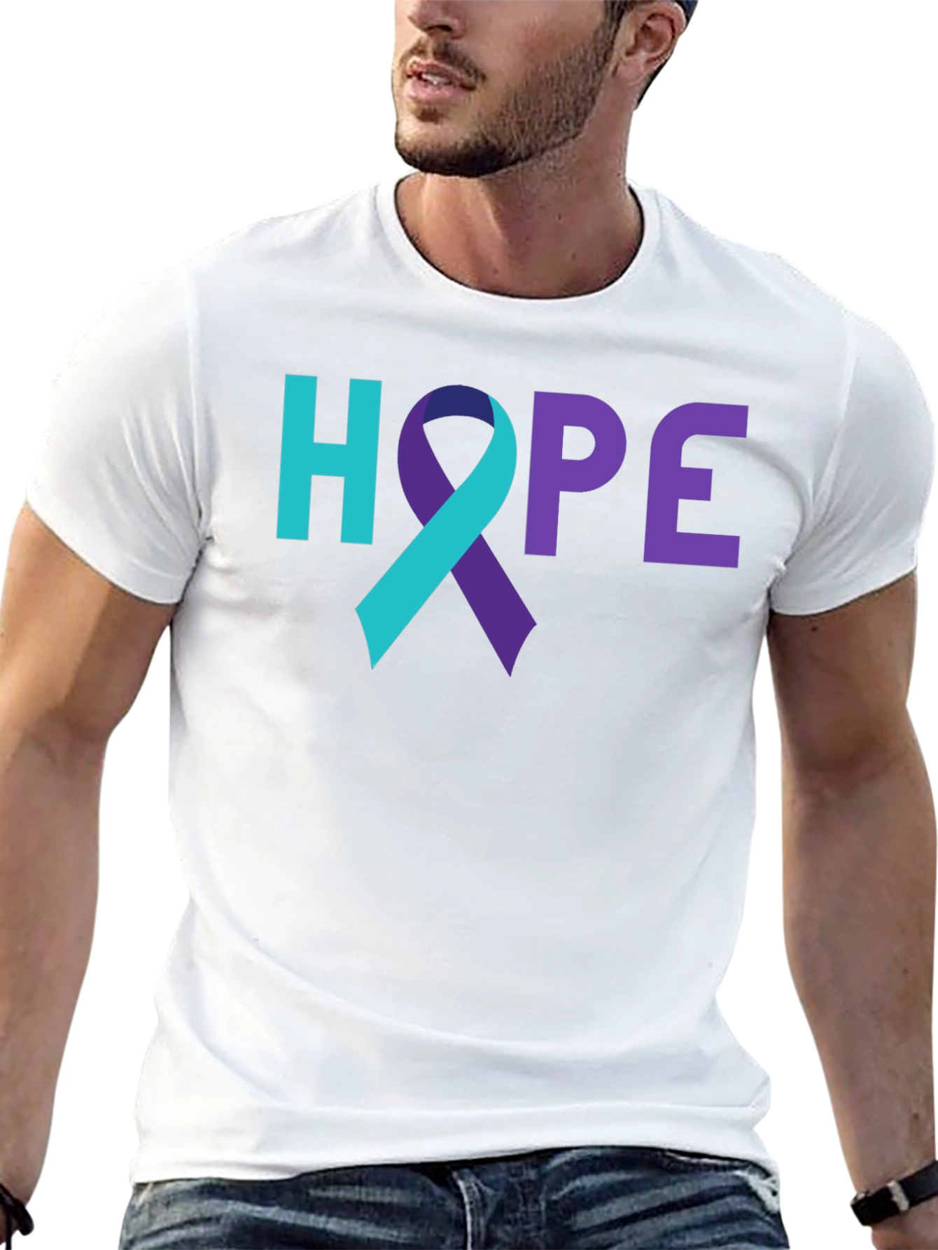 HOPE Awareness Ribbon Graphic Tee - Black