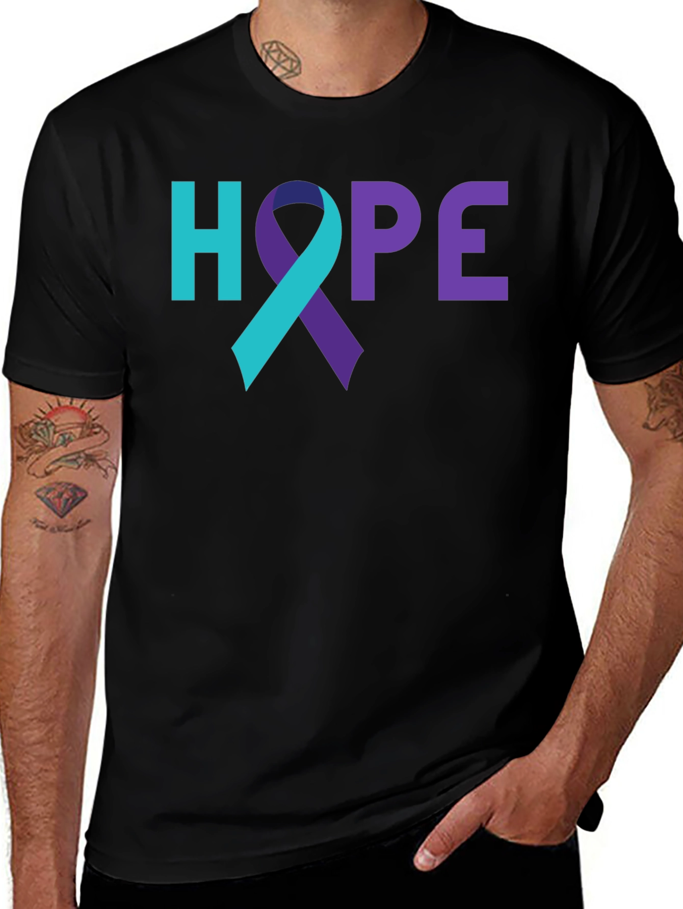 HOPE Awareness Ribbon Graphic Tee - Black