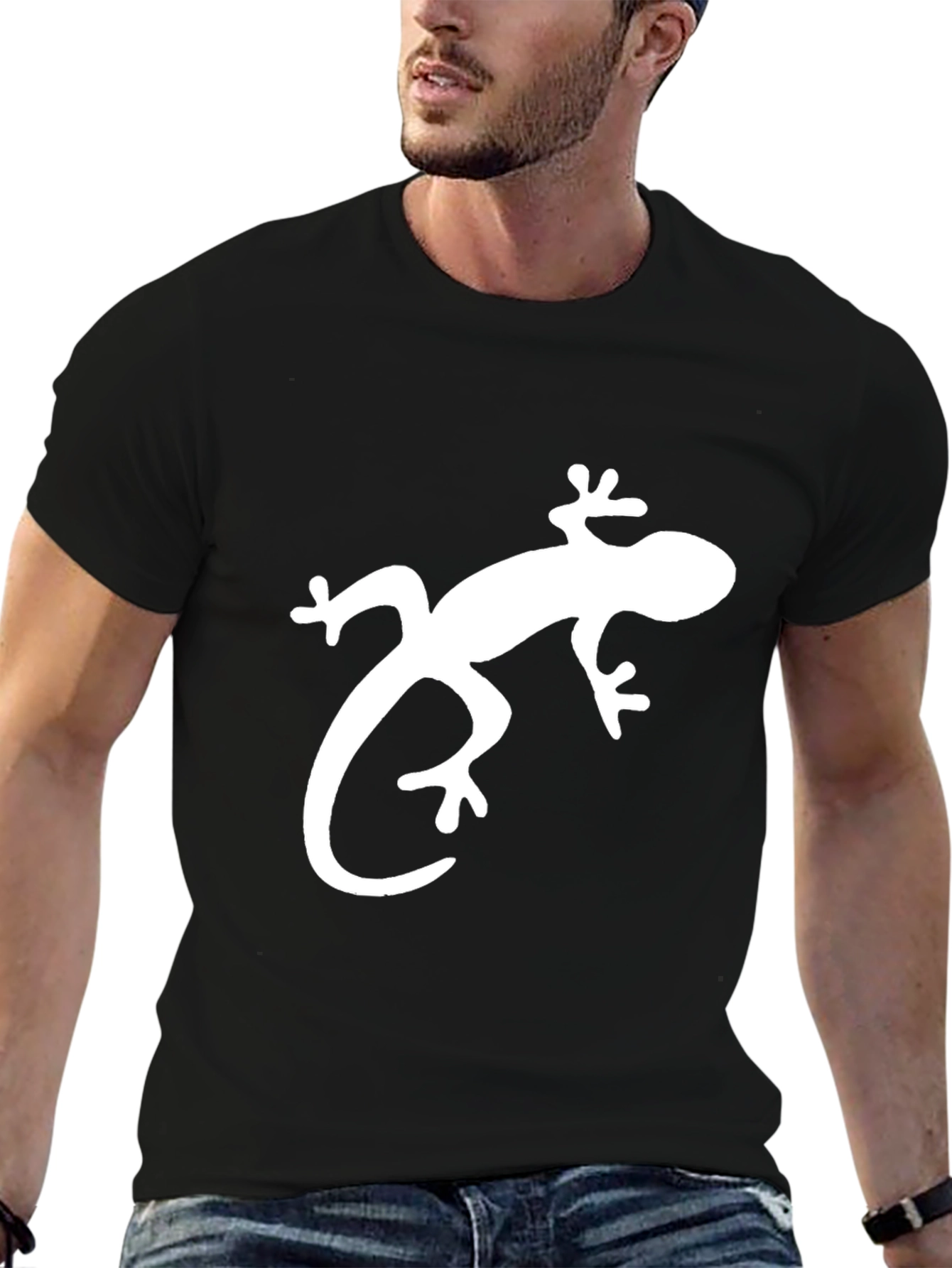 Lizard Graphic Tee - Stylish Black Cotton T-Shirt