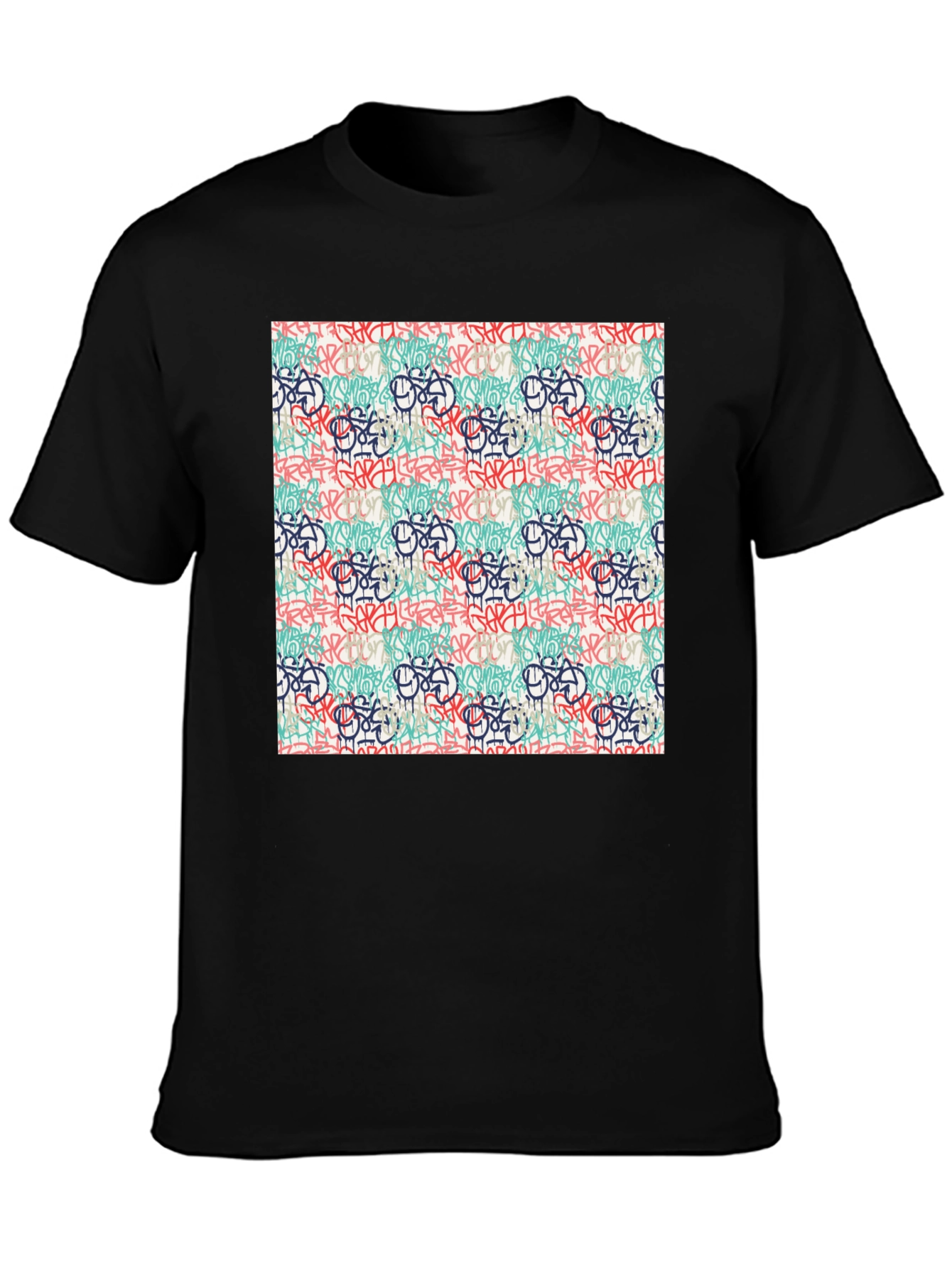 Graffiti Print Tee - Urban Style Crewneck T-Shirt
