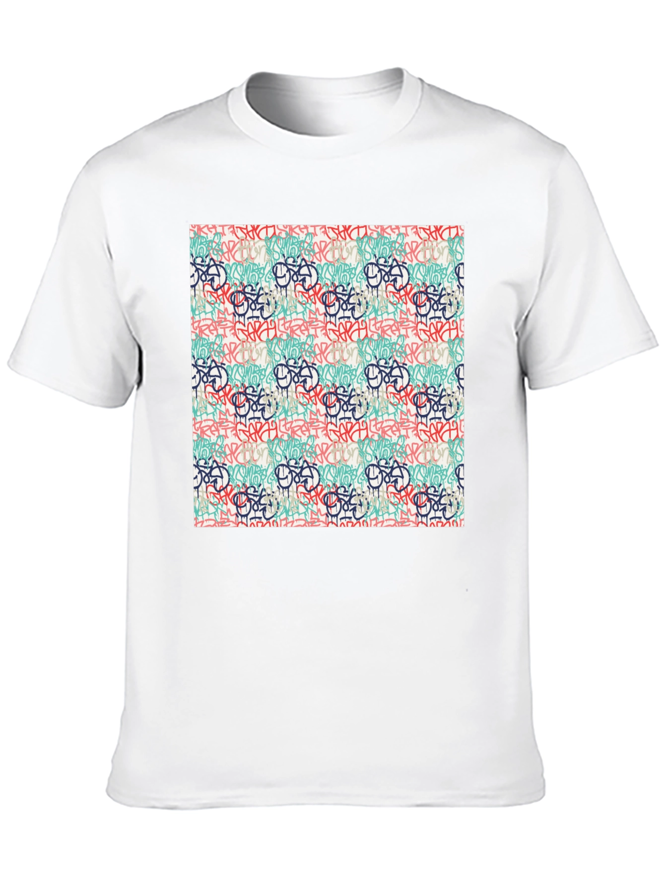 Graffiti Print Tee - Urban Style Crewneck T-Shirt