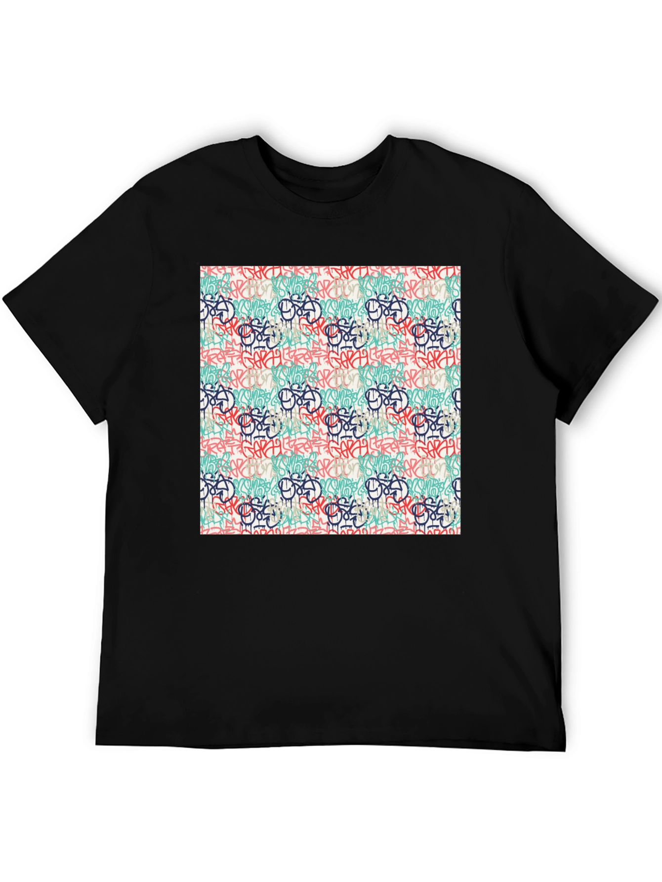 Graffiti Print Tee - Urban Style Crewneck T-Shirt