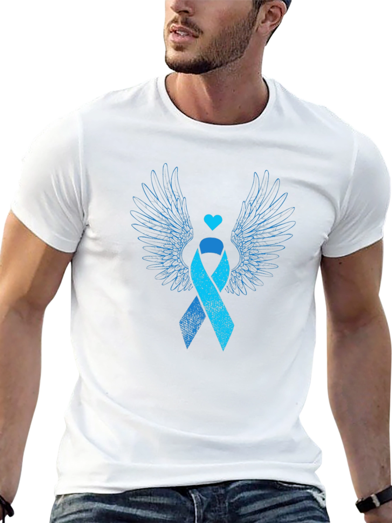 Angel Wings Awareness Ribbon Graphic Tee - Black