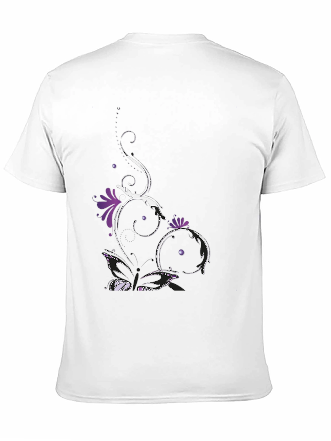 Stylish Black Tee with Floral Butterfly Design