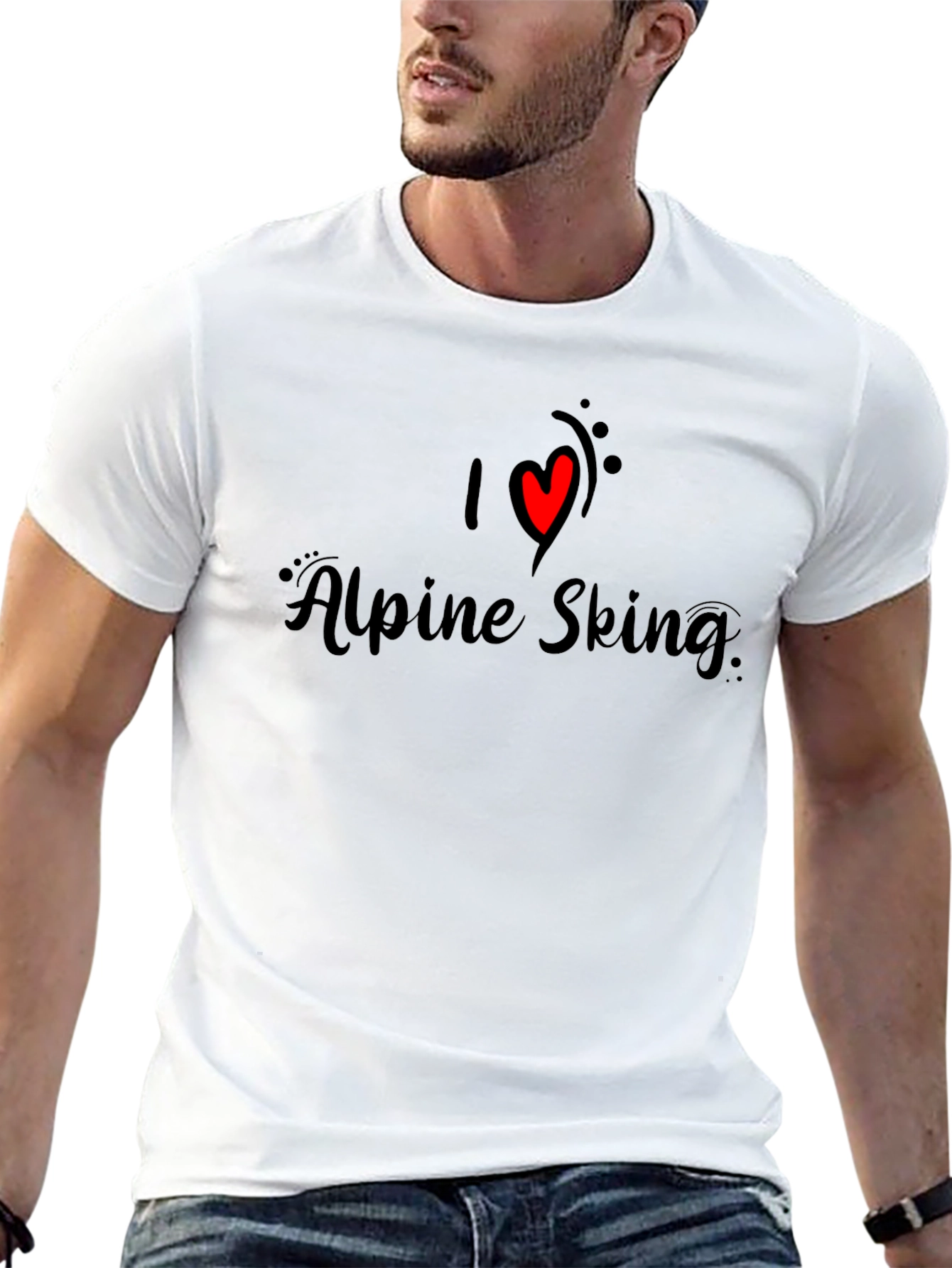 I Love Alpine Skiing T-Shirt - Black