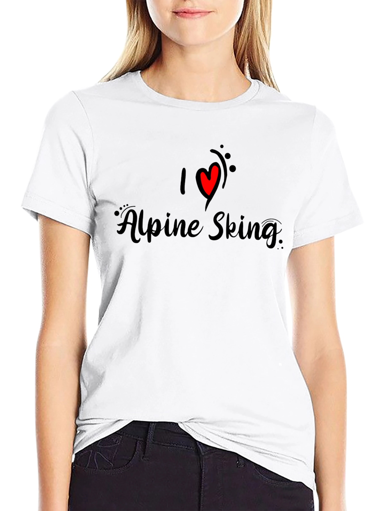 I Love Alpine Skiing T-Shirt - Black