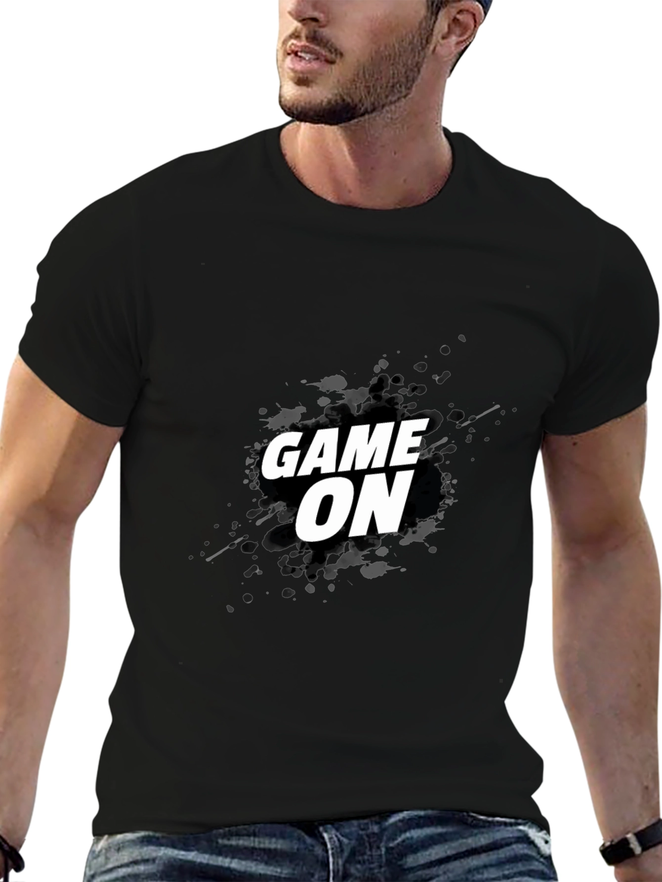Game On Graphic Tee - Black Cotton T-Shirt
