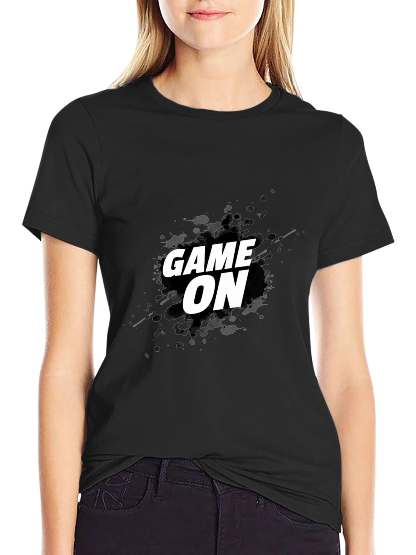 Game On Graphic Tee - Black Cotton T-Shirt