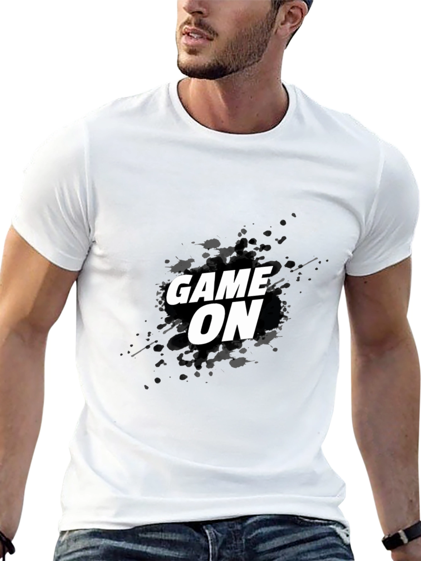 Game On Graphic Tee - Black Cotton T-Shirt