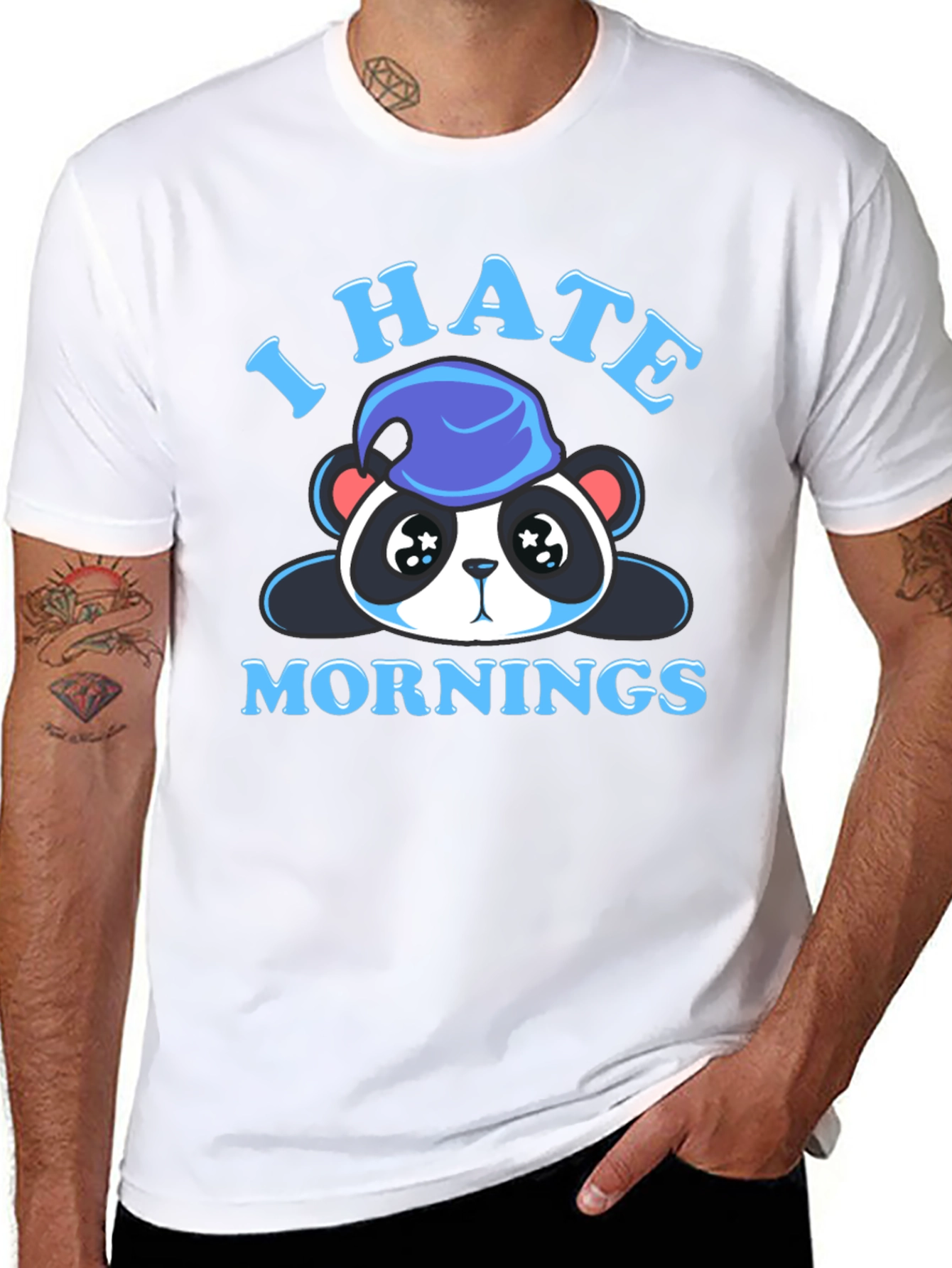 I Hate Mornings Panda Graphic Tee