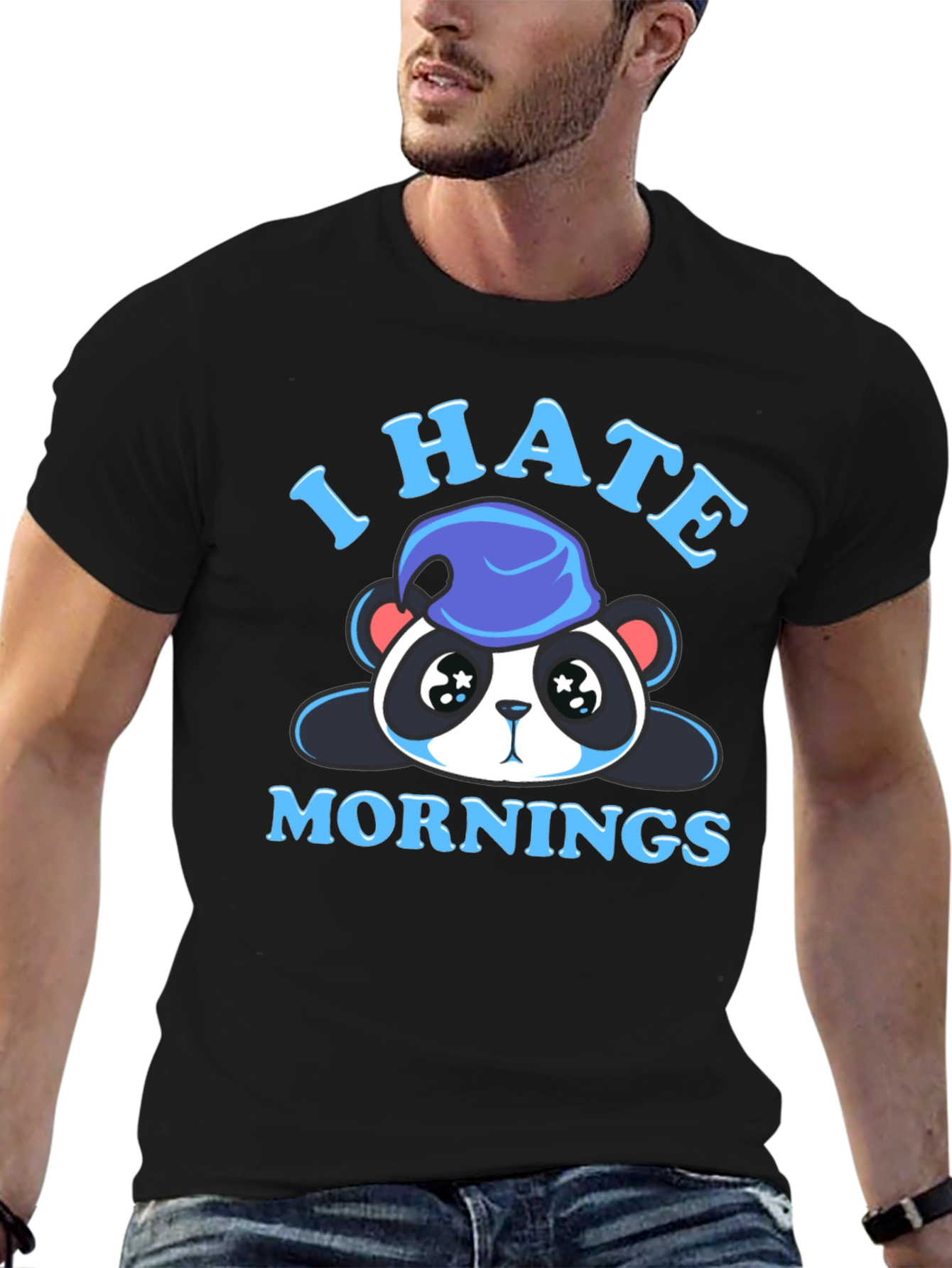 I Hate Mornings Panda Graphic Tee