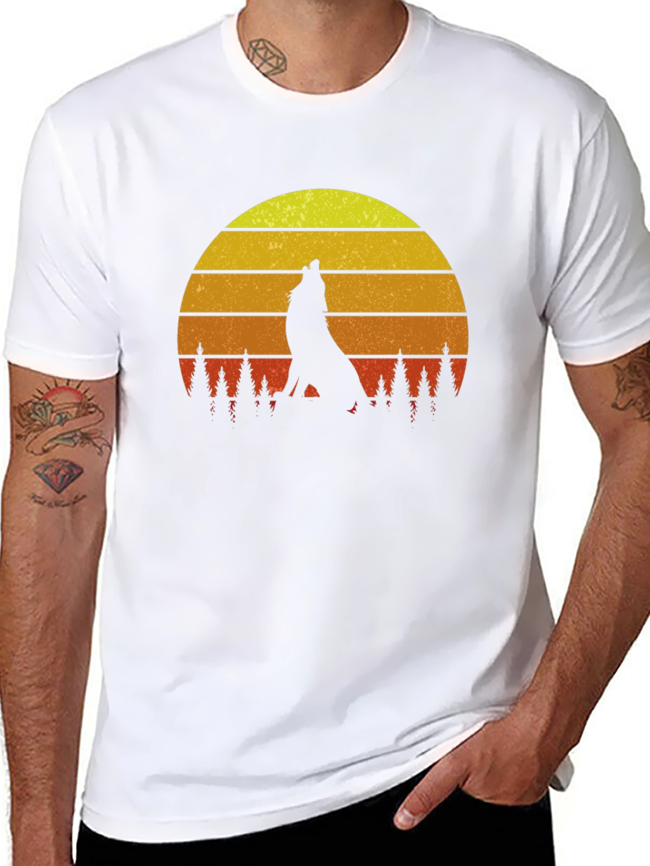 Wolf Howling Sunset T-Shirt - Wilderness Adventure Tee