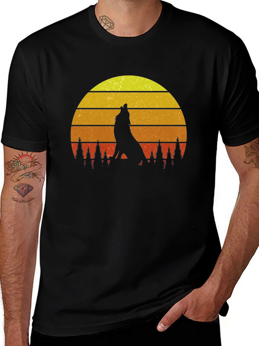 Wolf Howling Sunset T-Shirt - Wilderness Adventure Tee