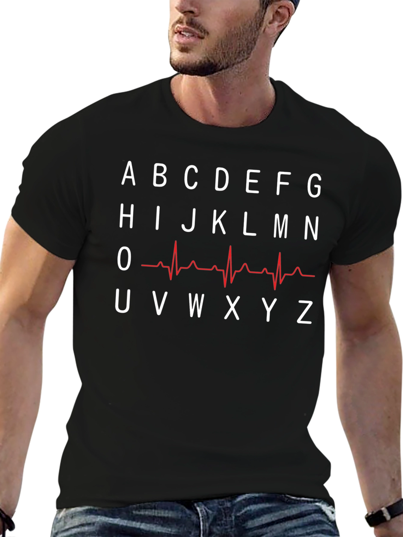 Alphabet Heartbeat T-Shirt - ECG Design Tee
