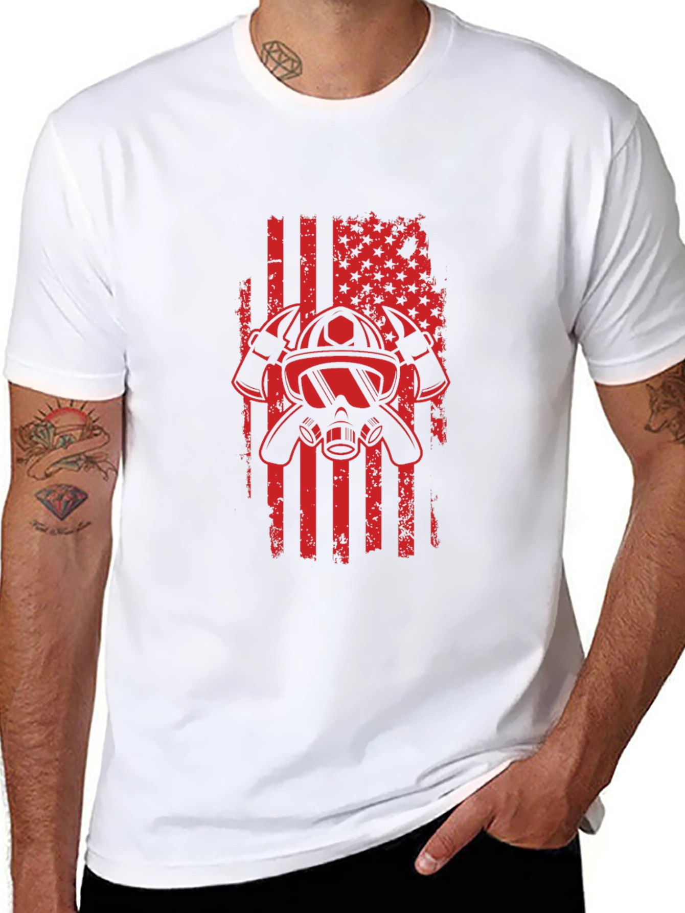 Firefighter Flag Graphic T-Shirt