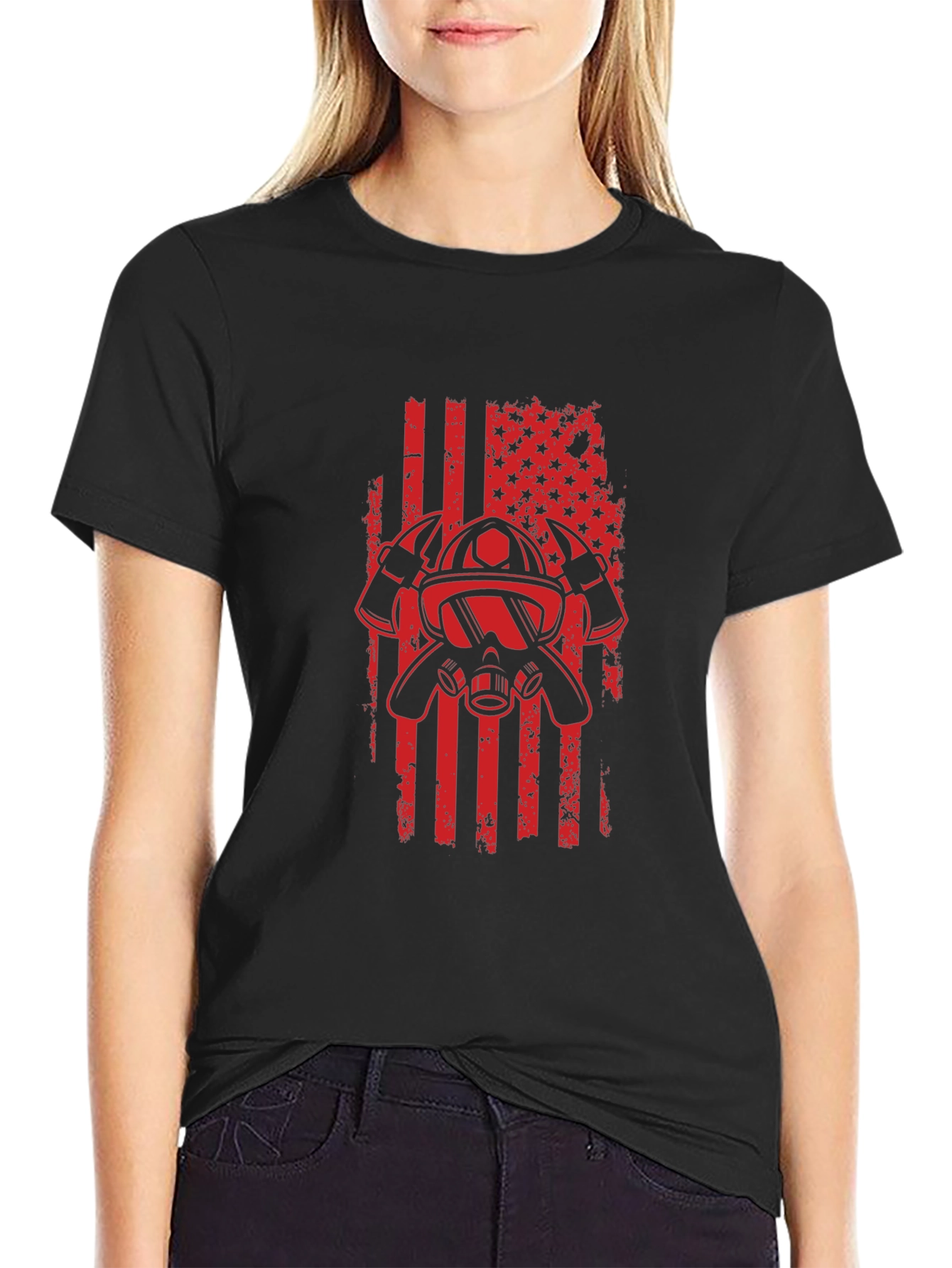 Firefighter Flag Graphic T-Shirt