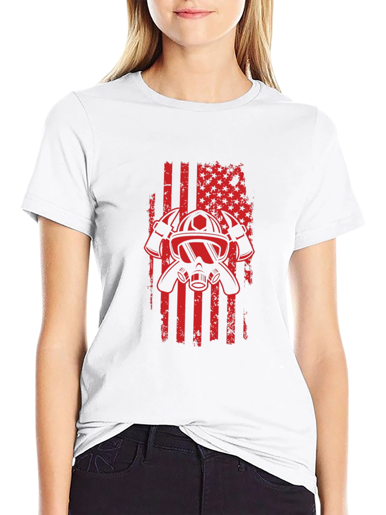 Firefighter Flag Graphic T-Shirt