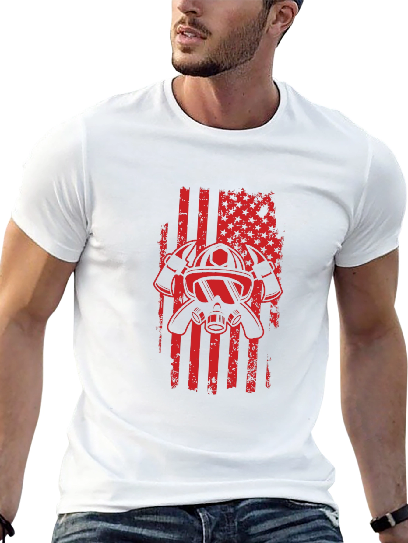 Firefighter Flag Graphic T-Shirt