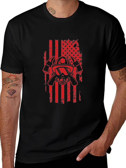 Firefighter Flag Graphic T-Shirt