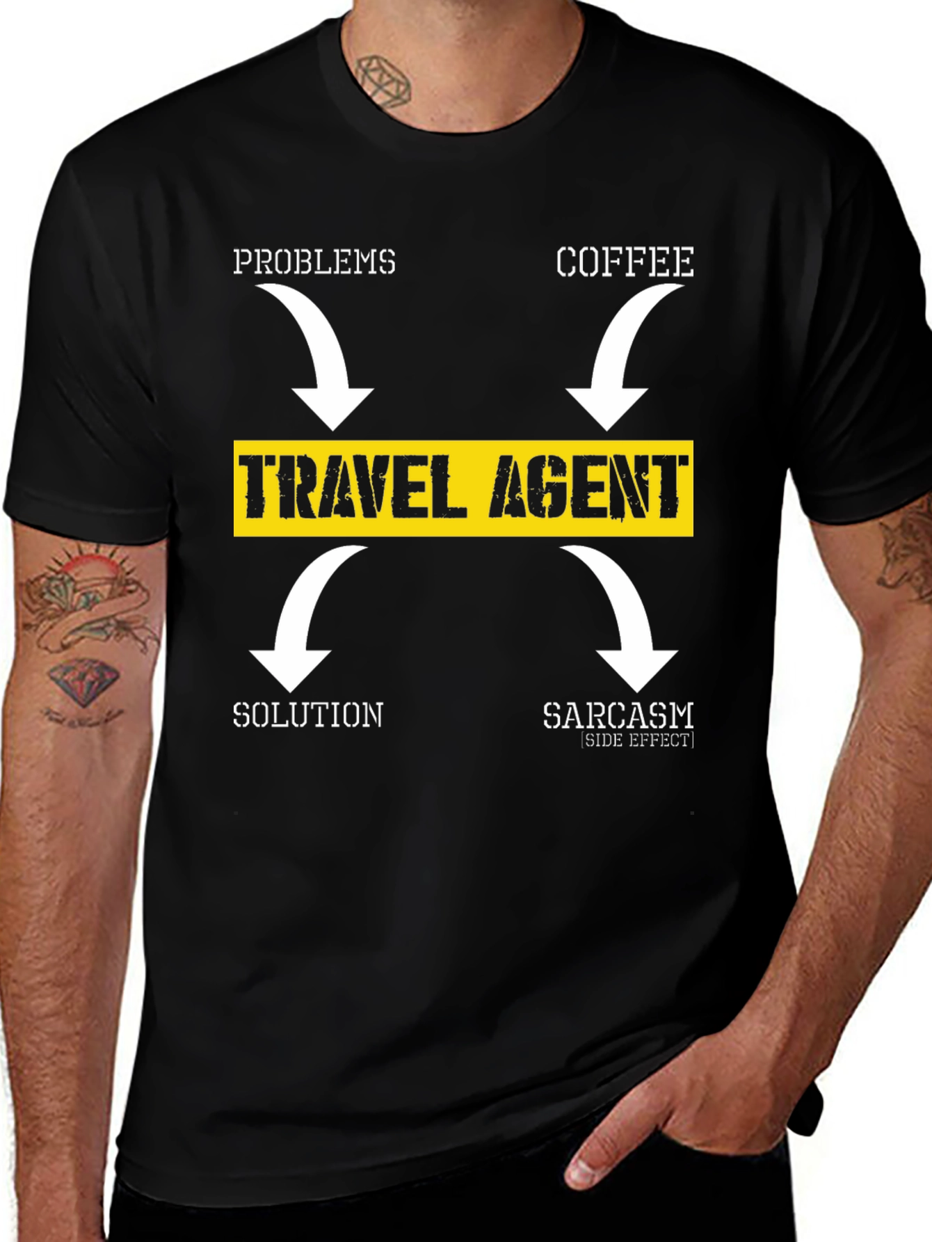 Travel Agent T-Shirt: Problems Coffee Solution Sarcasm