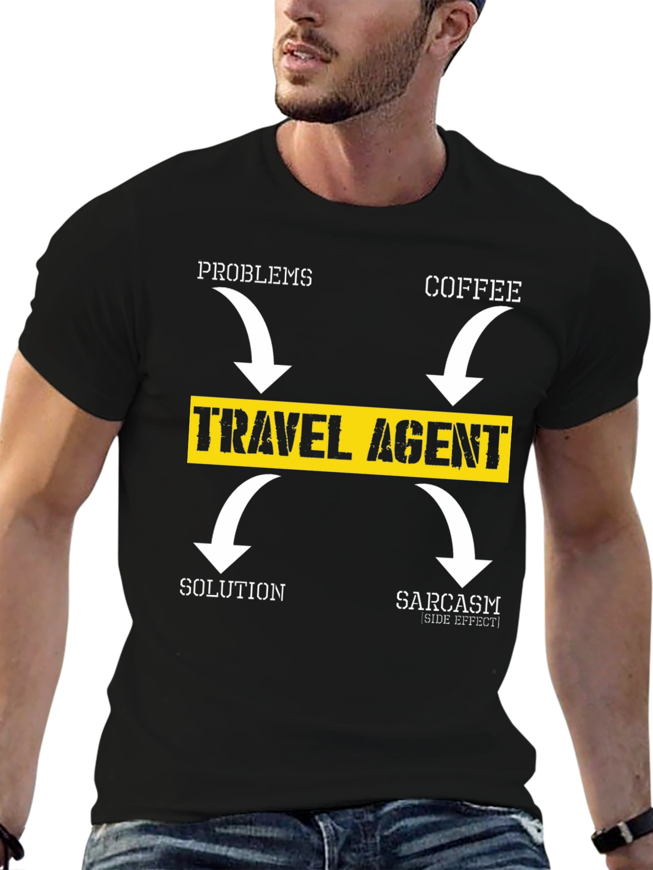 Travel Agent T-Shirt: Problems Coffee Solution Sarcasm