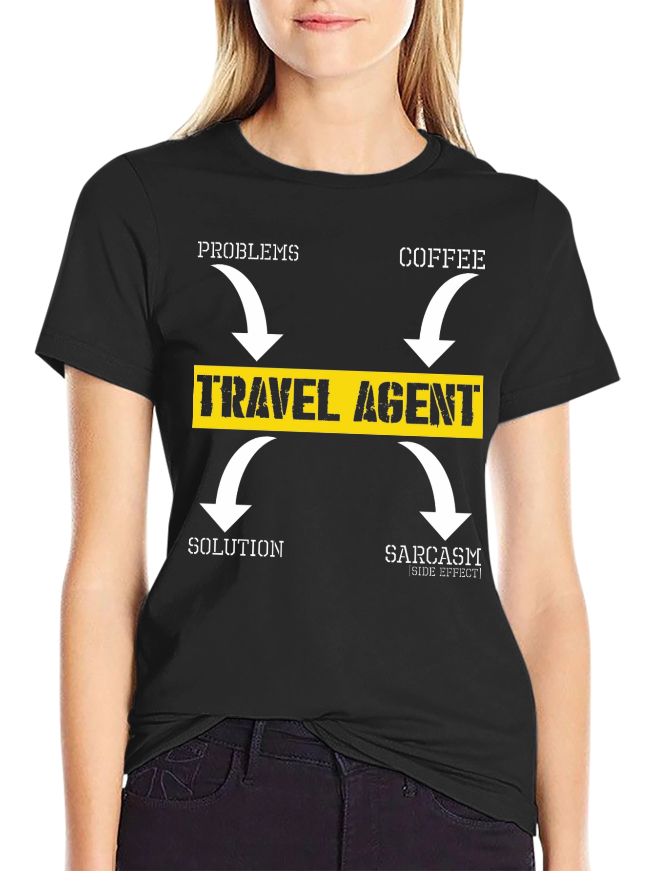 Travel Agent T-Shirt: Problems Coffee Solution Sarcasm