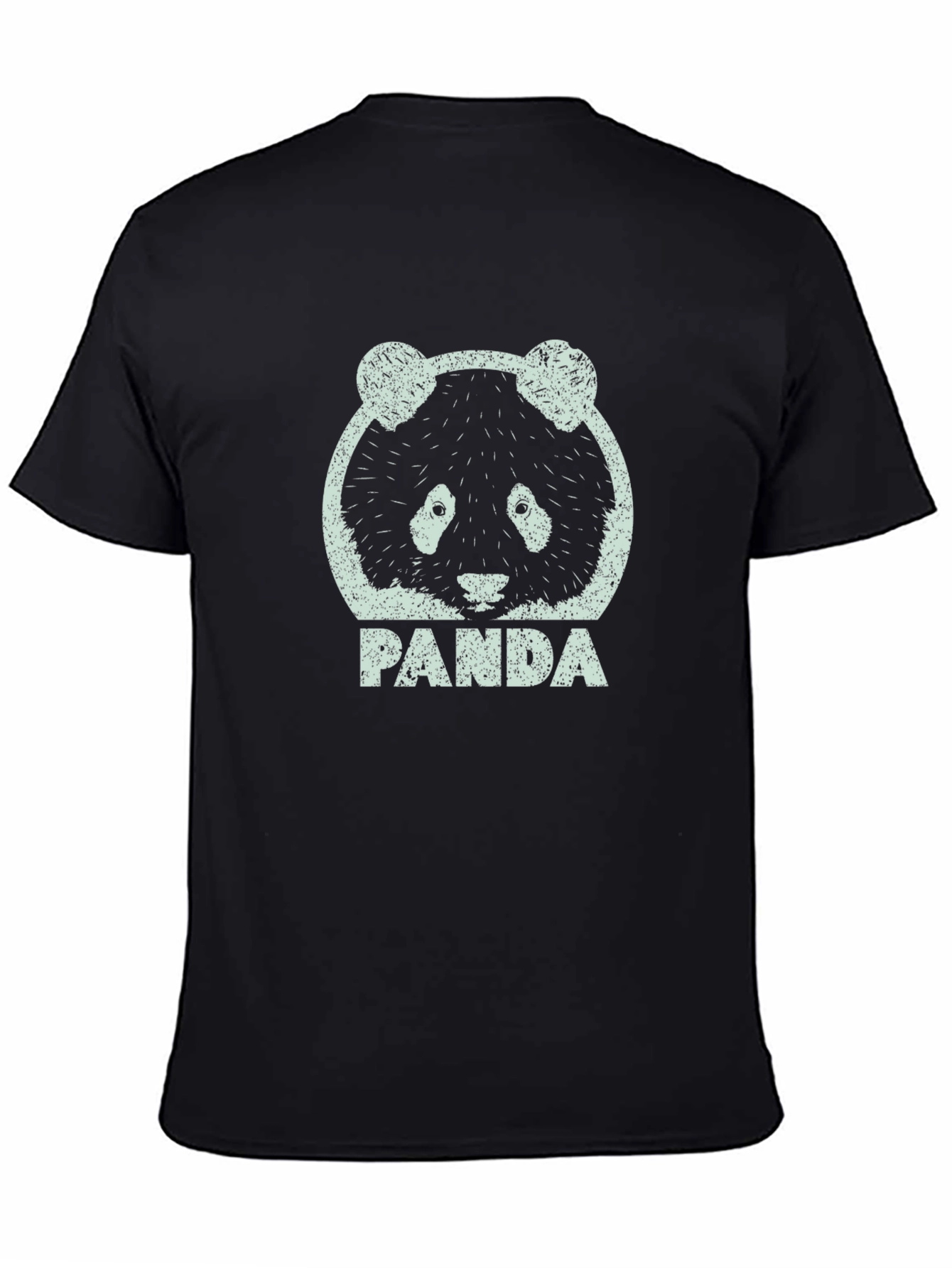 Mens Black Panda Graphic Tee Shirt