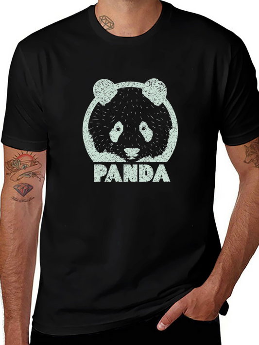 Mens Black Panda Graphic Tee Shirt