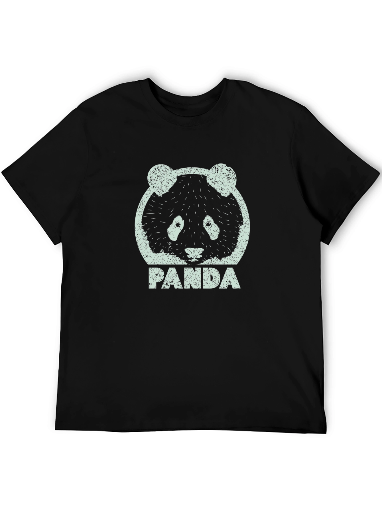 Mens Black Panda Graphic Tee Shirt
