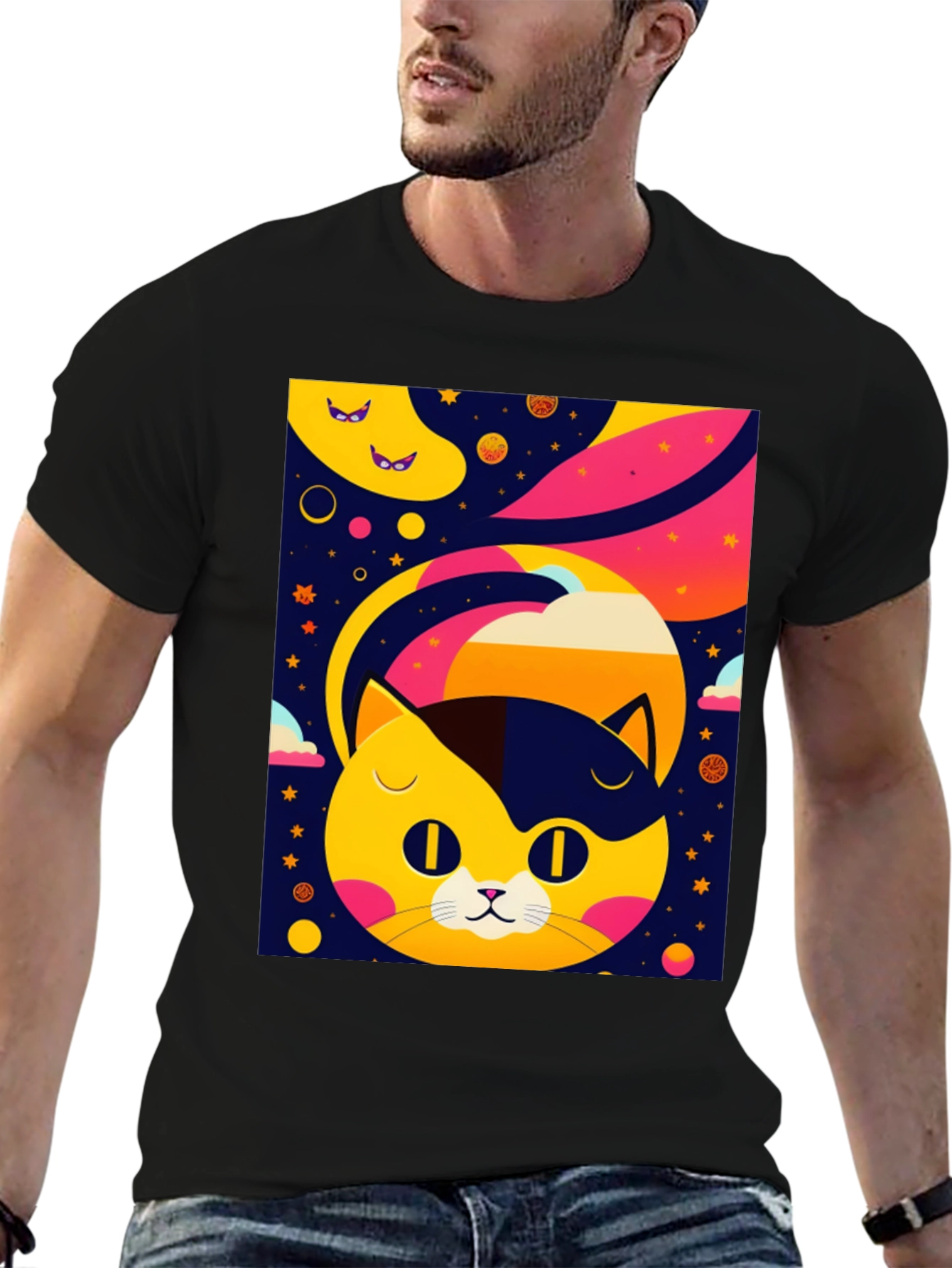 Cosmic Cat T-Shirt - Retro Style Design